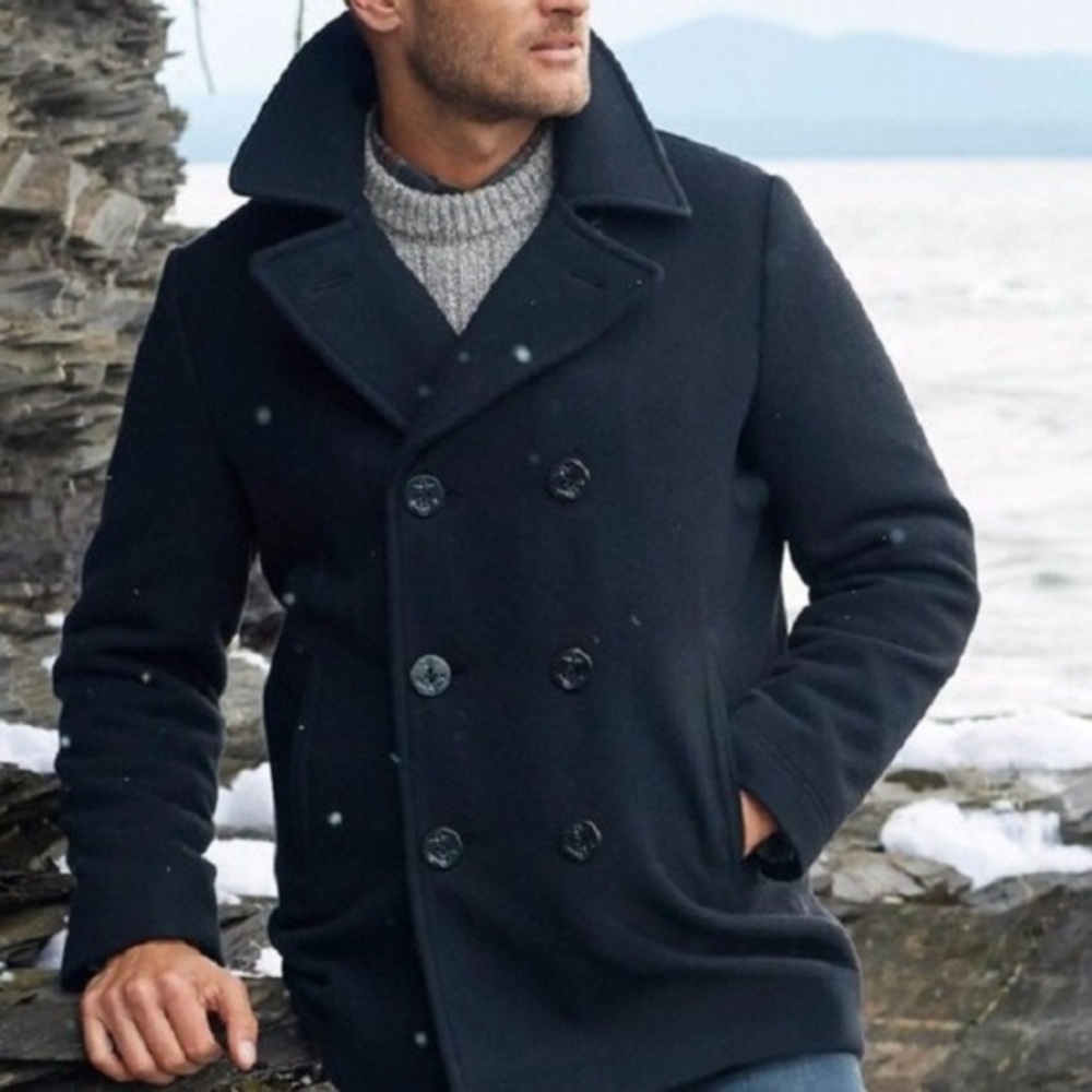 VINTAGE 1970s US Navy Melton Peacoat - 36R